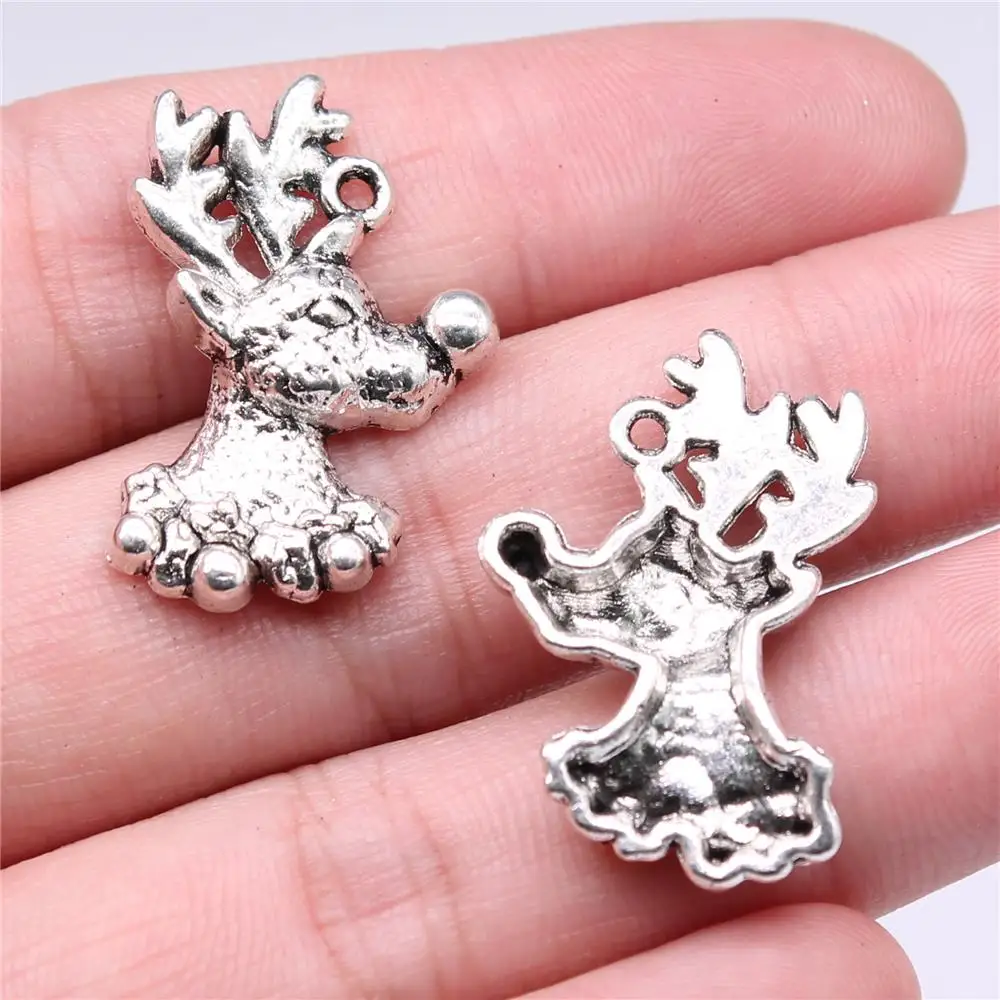 WYSIWYG 10pcs 29x19mm Christmas Deer Charms For Jewelry Making Jewelry Accessories Antique Silver Plated Antique Bronze Plated