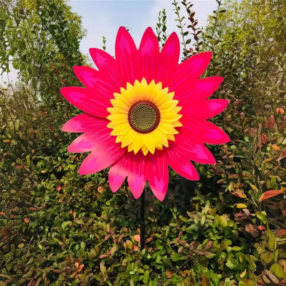 Multistyles 30cm Sunflower Windmill PVC Diameter 36cm Rotating Sunflower Stake Standing Lawn Flower Pinwheel
