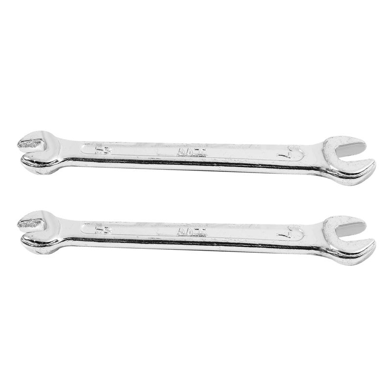 2X Silver Tone 5.5Mm X 7Mm U Shape Double Open-Ended Wrench Tool