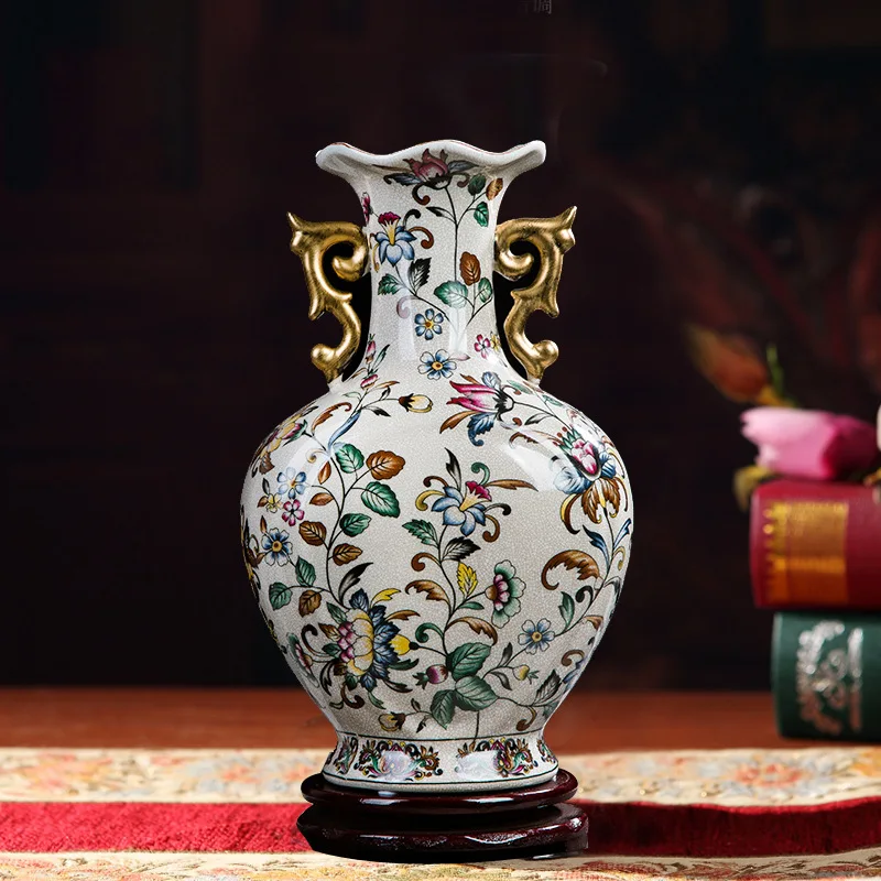 Jingdezhen Ceramic European Vase Antique Crack Glaze Flower Arrangement Vase Living Room Bogujia Home Decoration Vase