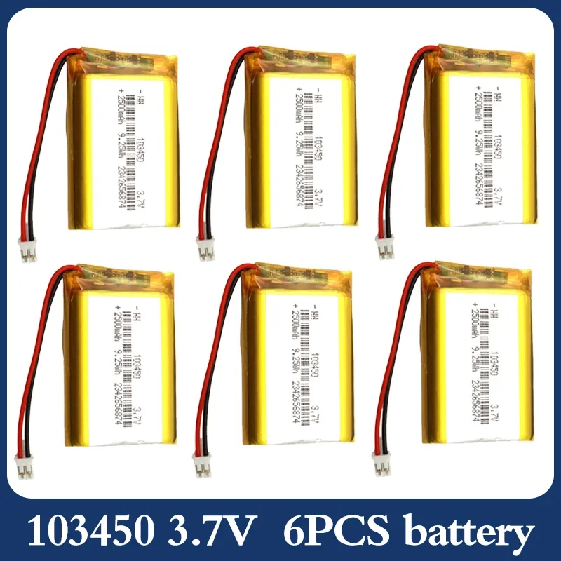 3.7V 103450 Polymer Lithium Battery ,2500 mAh Rechargeable 103450 Polymer Battery for MP5,Toys,Cameras, GPS, Bluetooth, Speakers