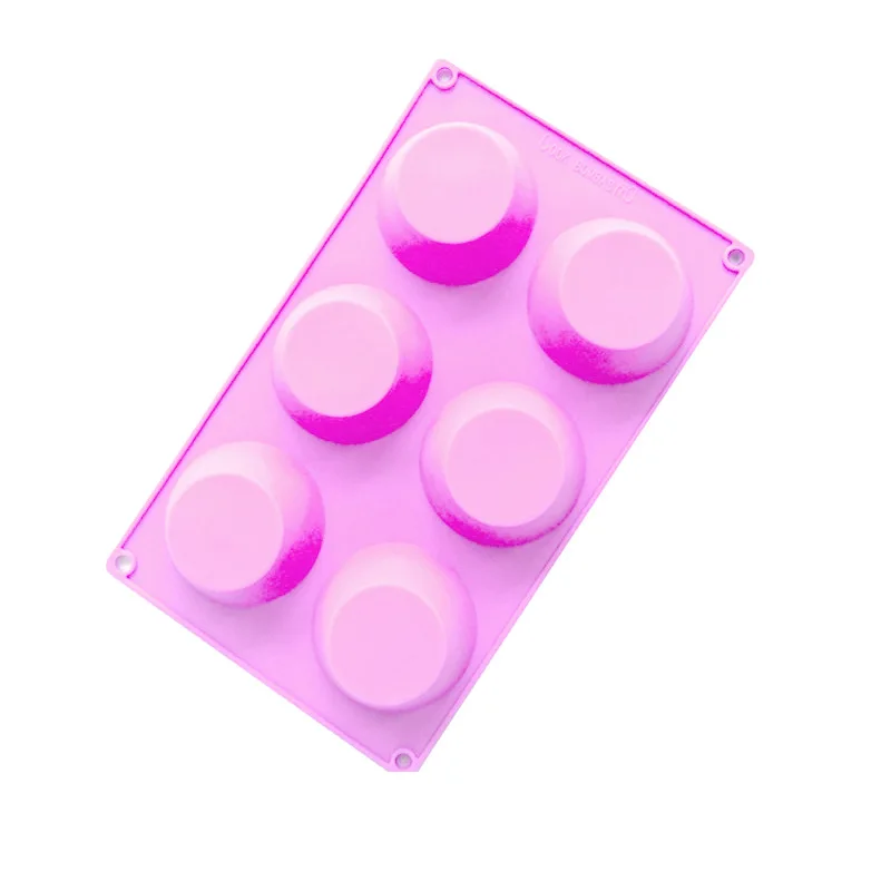قالب كيك سيليكون مكون من 6 قطع، قالب كيك كوب مستدير لكوب المافن، قالب صابون بارد مصنوع يدويًا للخبز