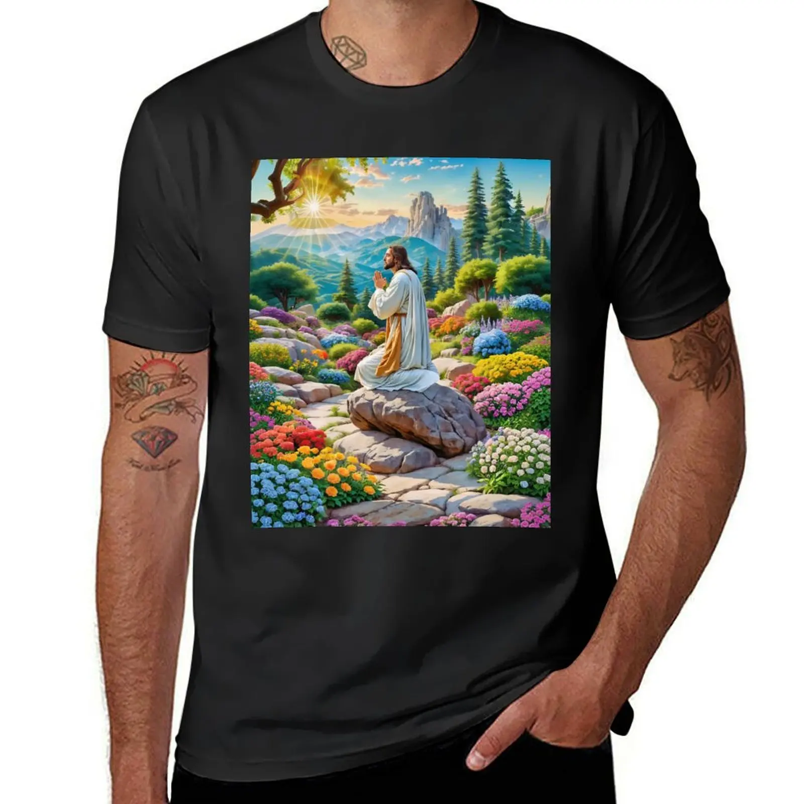 

Jesus in the Garden X T-Shirt cute tops oversized vintage blanks plain black t shirts men