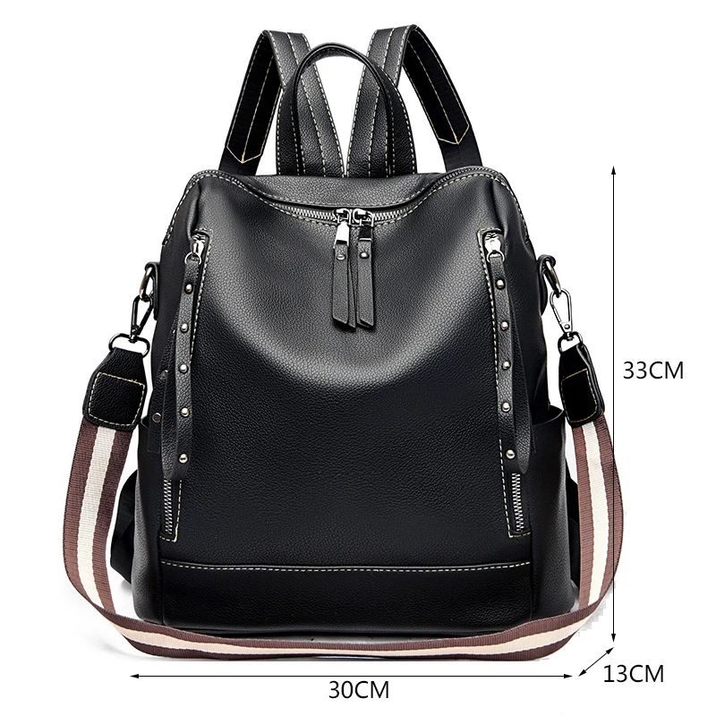 High Quality Leather Backpack Female Casual Daypack Women Travel Shoulder Bags Large Capacity School Bag for Teenager Girl