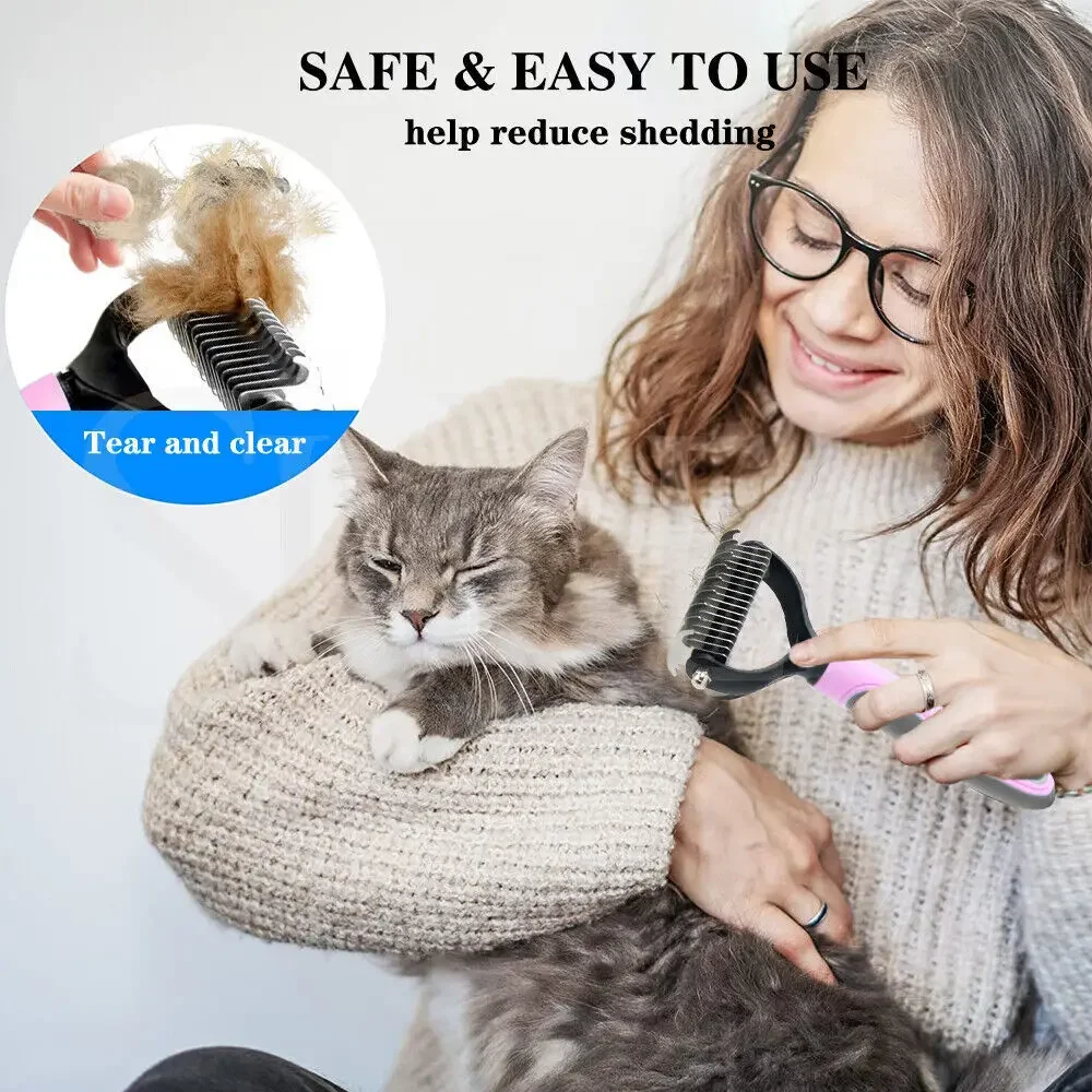 New Hair Removal Comb for Dogs Cat Detangler Fur Trimming Dematting Brush Grooming Tool For matted Long Hair Curly Pet