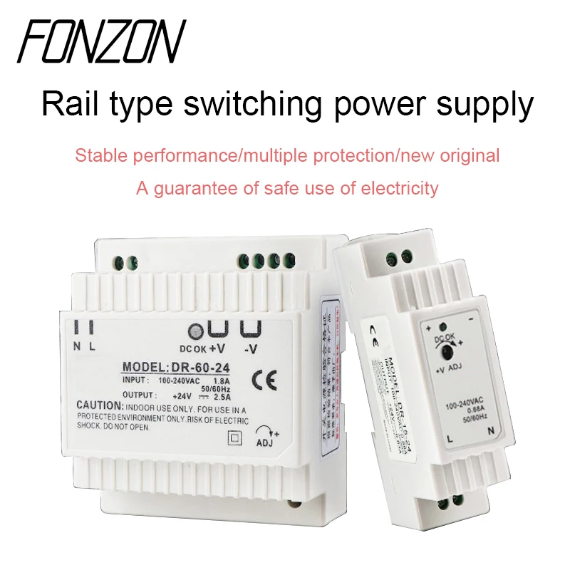 1 PCS Rail DR Series Switching Power Supply 15 30 45 60w  AC 110V 220V To DC 5V 12V 24V Power Supply Source Adapte