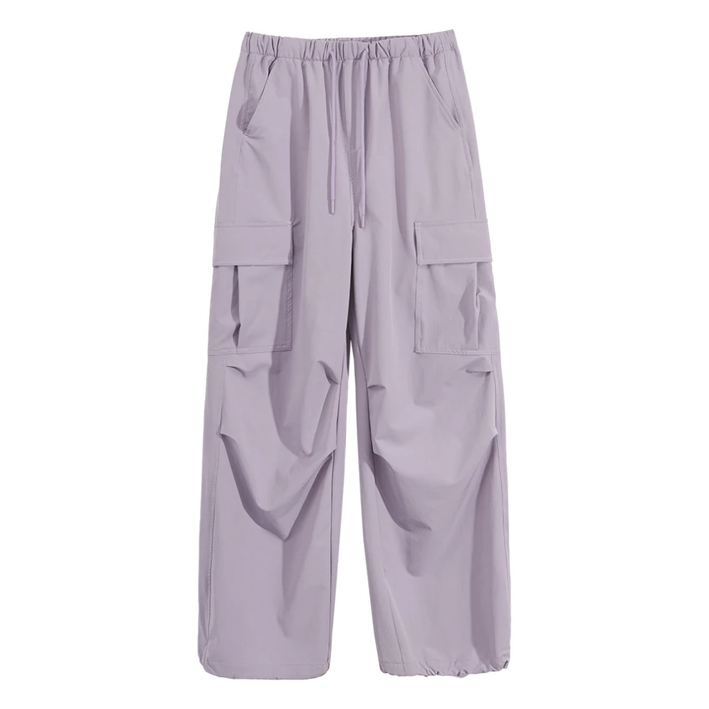 Metersbonwe-Pantalones cargo sueltos de pierna ancha para mujer, cintura elástica completa, pantalones tejidos con pies ajustables, buena resistencia al desgaste al aire libre