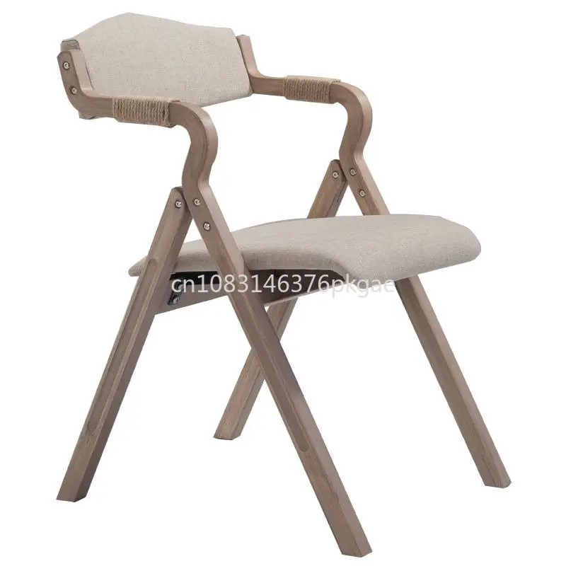 Curved Wood Folding Dining Chair, Pano traseiro simples, Retro Art Study, Mobília do lazer