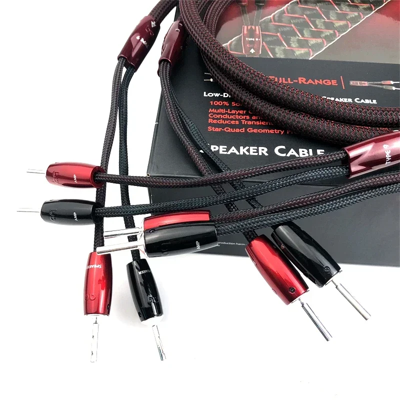 Type 9 Speaker Cable Solid PSC Four-core Spiral HiFi Audio Speaker Cables1000 Series Silver Banana Plug with Packaging Box