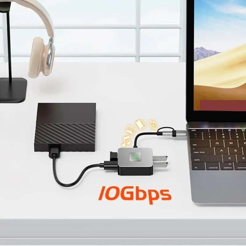 Adaptador USB C para USB Hubs 4 1 USB3.0 para computadores tablets e smartphone d5qc