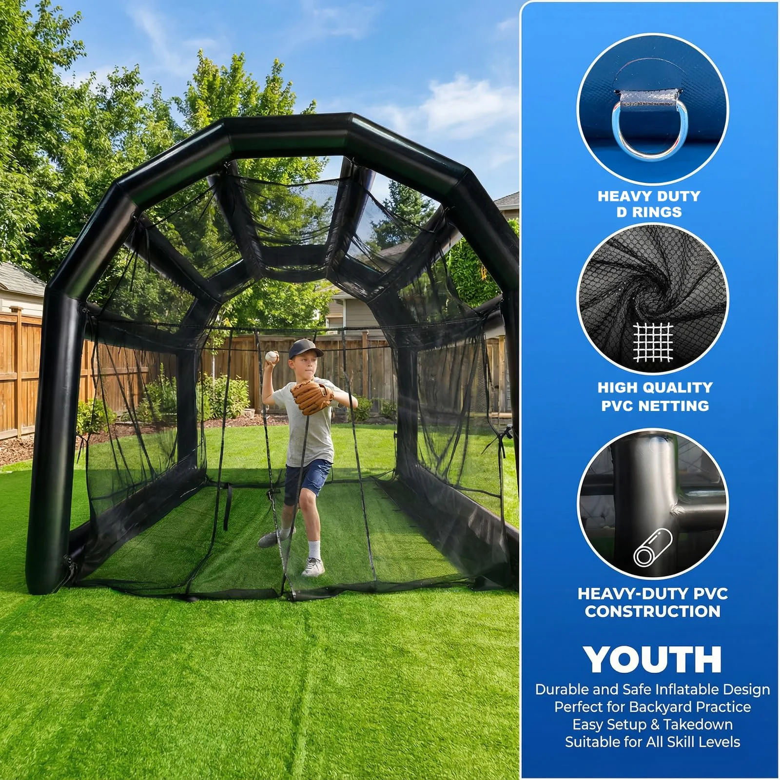 USA Lager 20ft-6m Aufblasbares Tenniszelt Baseball-Käfig Fußballplatz-Käfig Aufblasbares Baseballfeld Softball-Schlagzelt