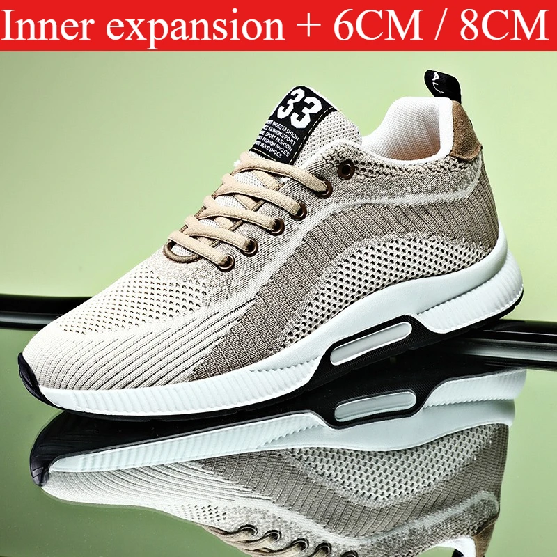 

New Sneakers Man Elevator Shoes Height Increase Shoes for Men Insoles 8CM Mesh Breathable Sports Heightening Footwear Tall Shoes
