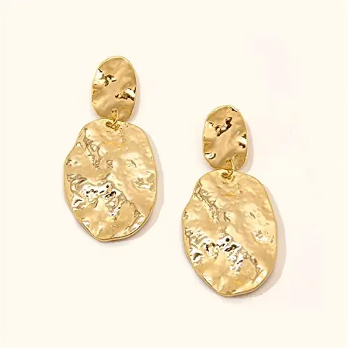 Fashion Metal Teardrop Shaped Dangle Earrings Gold Geometric Round Drop Earrings for Women Party Prom Jewelry