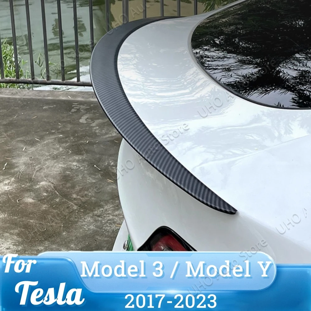 Car Rear Spoiler Trunk Roof Lip Tail Wing ABS Spoiler Tuning Body Kit Trim Tuning For Tesla Model 3 2017-2023 Model Y 2020-2023