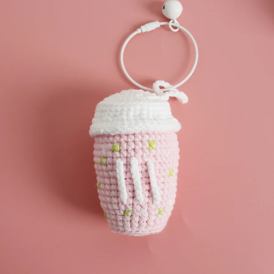 Creative Milk Tea Series Animal Doll Crochet Keychain Knitting Capybara Doll Keychain Cute Coffee Cup Keyring Custom Accessories view 4