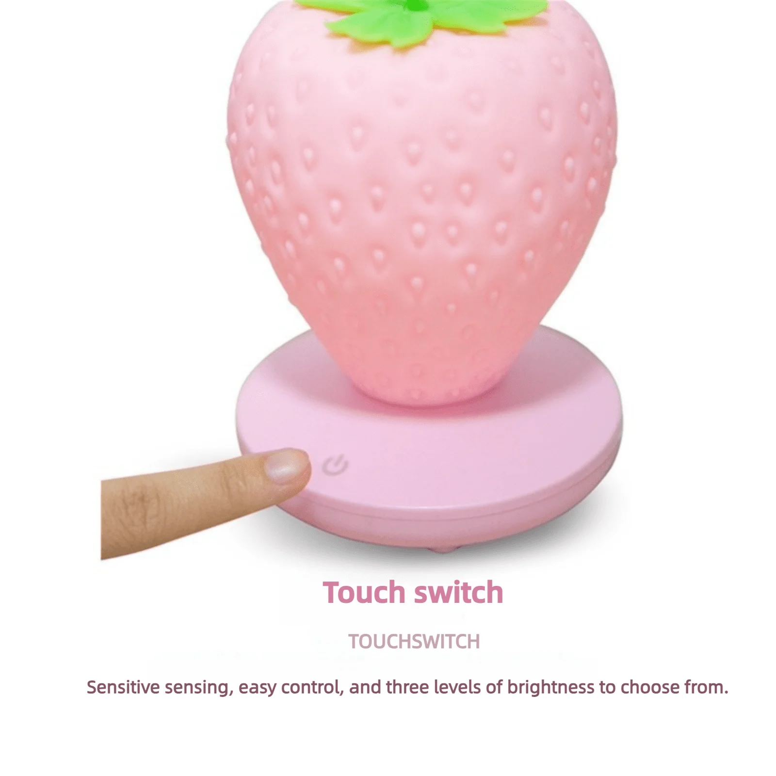 Strawberry Touch Sensor Night Light USB Charging Led Bedroom Bedside Lamp Creative Silicone Ambient Llight Decoration Light Gift