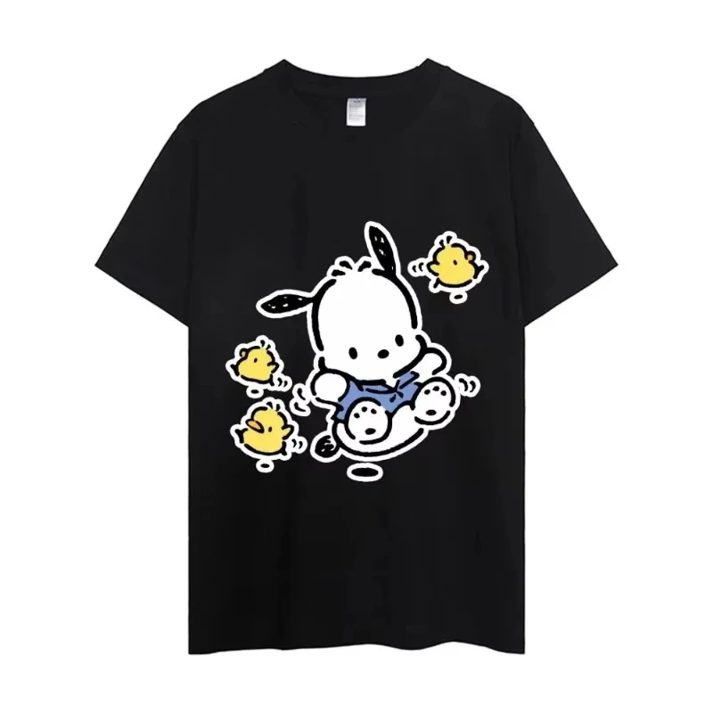 

MINISO Sanrio Pochacco T Shirt Women Couple Combination Clothes Short Sleeve Streetwear Collar Fashion Man Cotton Unisex Tops