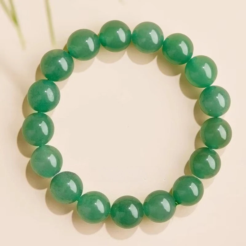 

Браслет из натурального эластичного шнурка с зеленым нефритом, DIY, женский, с круглыми бусинами, одинарный, с кисточкой, модный, украшение-талисман