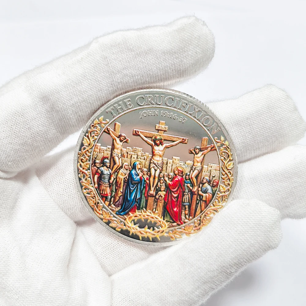 1pc The Crucifixion The Resurrection Jesus Commemorative Coin Religious Collectible Token Christianity Souvenir Holiday Gifts