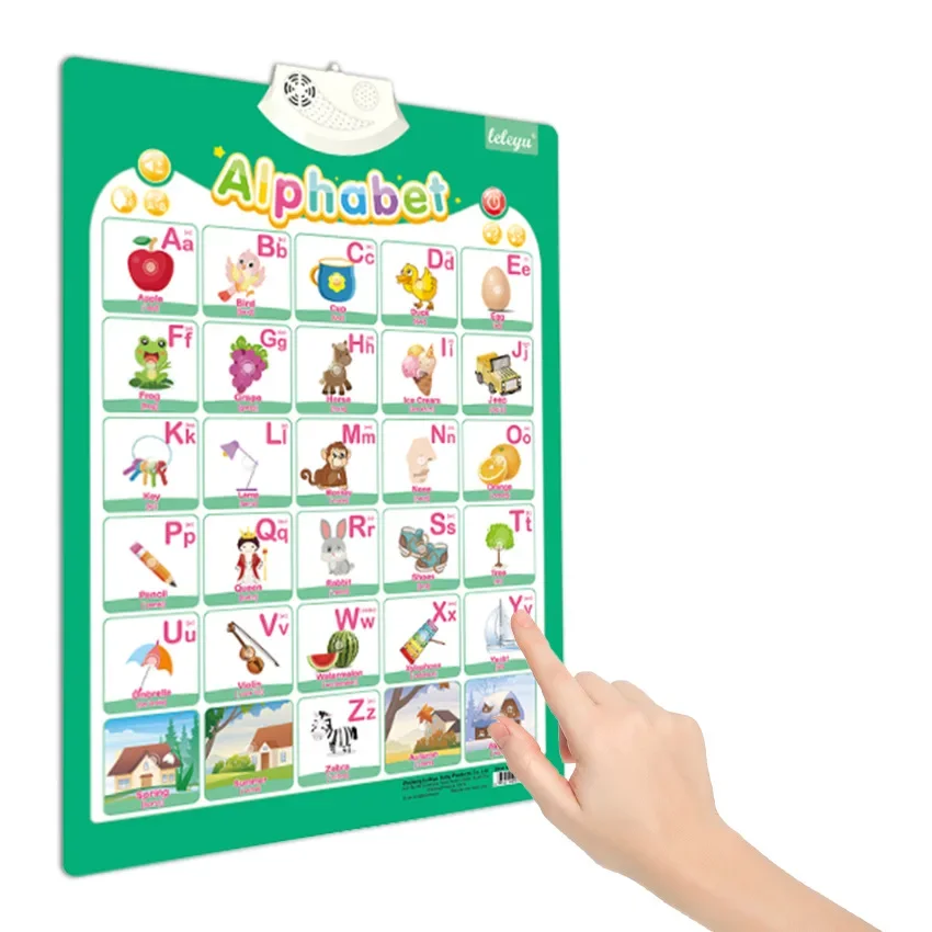 Kid English Talking Poster Alphabet Numbers  Animals Electronic Language Book Wall Chart for Toddlers Kids Early Educational Toy