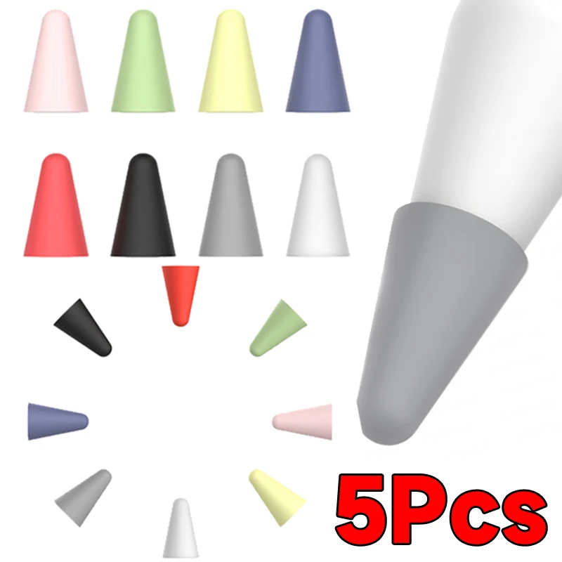 

1/5Pcs Silicone Mute Nib Cover for Apple Pencil Tip Cover Replaceable Tips for Apple Pencil 1 2 Stylus Pen Nib Protection Case