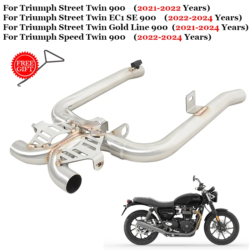 Slip On For Triumph Street Twin 900 Twin EC1 SE 900 2022-2024  Gold Line 900 2021-2024 Motorcycle Exhaust System Front Link Pipe