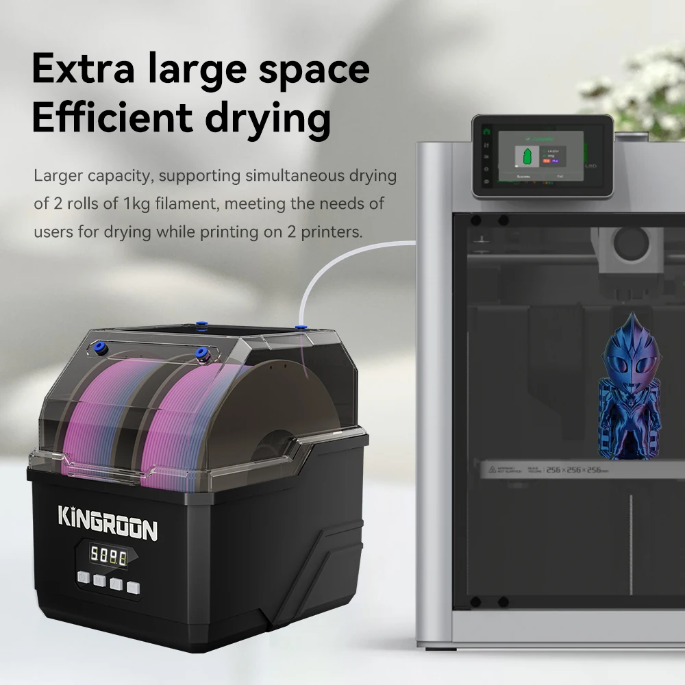 3D Printer Filament Dryer KR-02 Dual-Spool Drying Box Large Capacity 360° Hot Air Heatinble with Filaments Moisture Protection