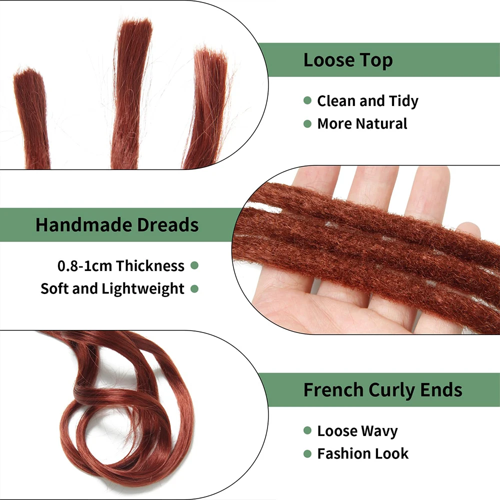 24 Inch Loose Ended Dreadlock Extensions 10Strands Synthetic Single Ended Wavy Dreads Extensions Hippie Style Crochet Dreadlocks