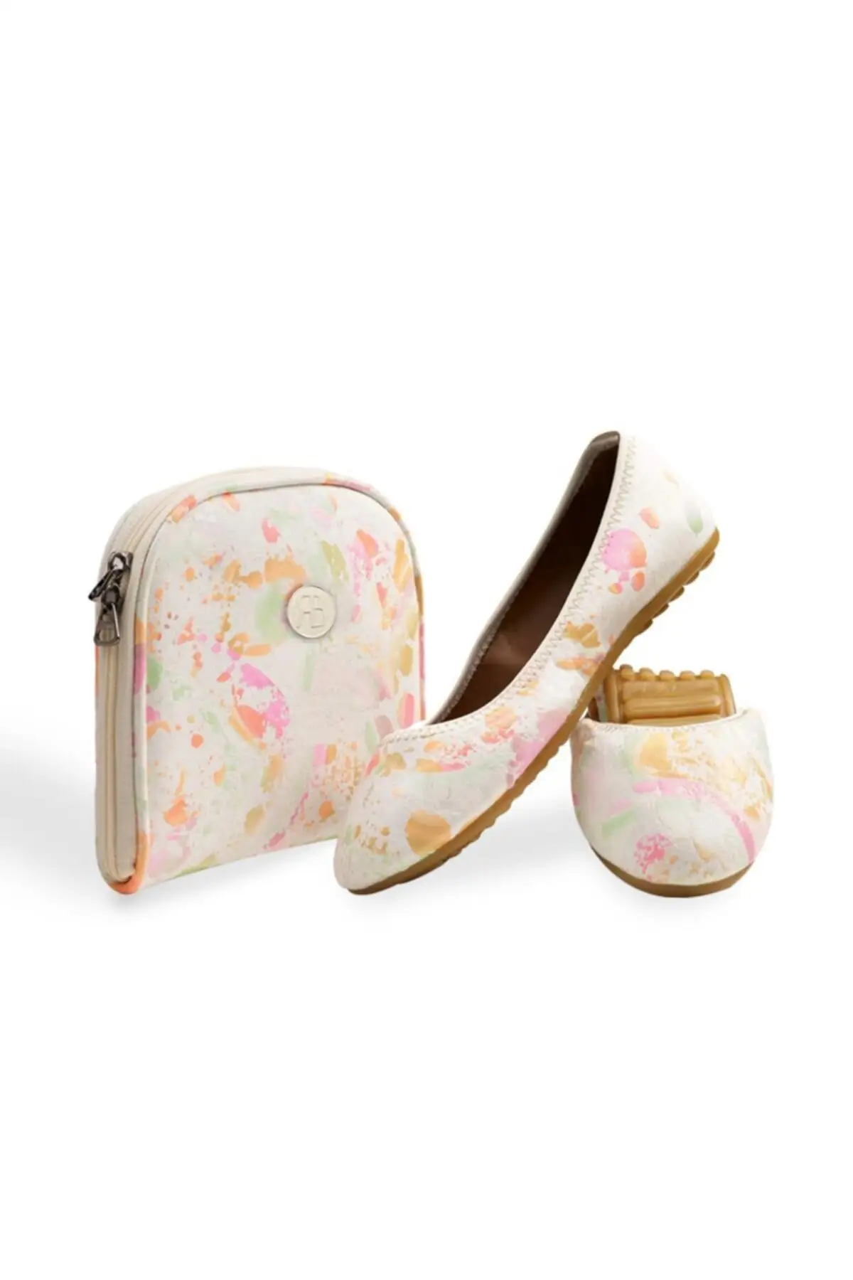 Women Marbled Ballerina Shoes Bag Set