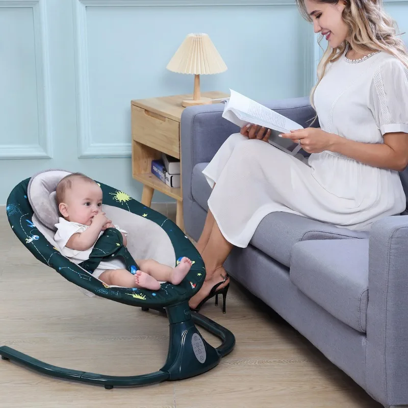 Electric Rocking Chair for Baby, Adjustable Angle Folding and Washing Newborn Sleeping Cradle Bed Baby Rocker Baby Bouncer