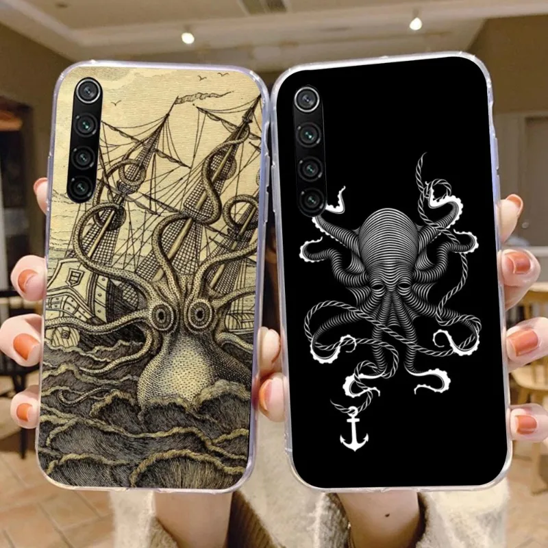 Norway Kraken Octopus Phone Case for Xiaomi 13 Lite 12 11T 10 9 Redmi Note 11 10 10S Pro 9 9A 8 Clear Phone Cover Funda