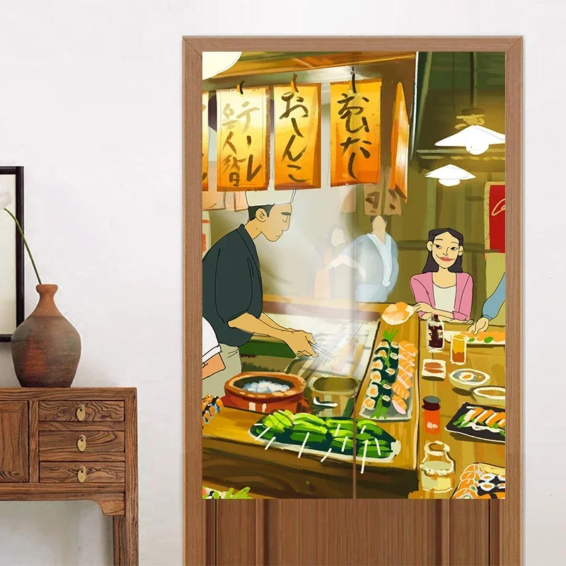 Japanese-Style Restaurant Sushi Shop Commercial Fabric Door Curtain Kitchen Window Noren Wall Door Decor