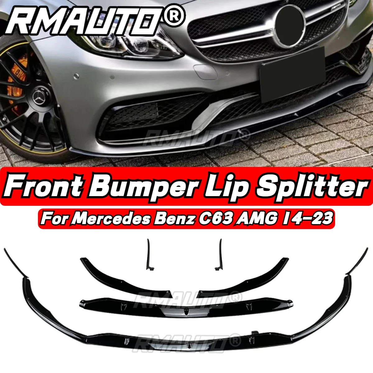 

For C63 AMG Car Front Bumper Splitter Lip Diffuser Spoiler For Mercedes Benz C63 AMG 2014-2023 Car Accessories Exterior Part