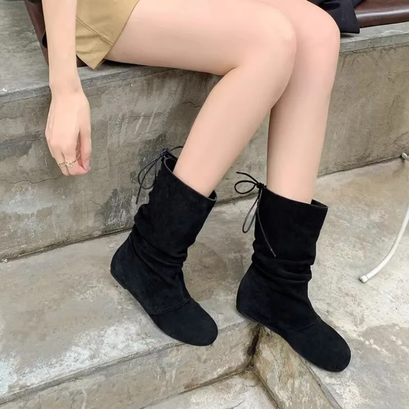 

Женские ботинки на нескользящей подошве, новинка 2024, модные новые зимние однотонные женские ботильоны высокого качества, Botines Mujer