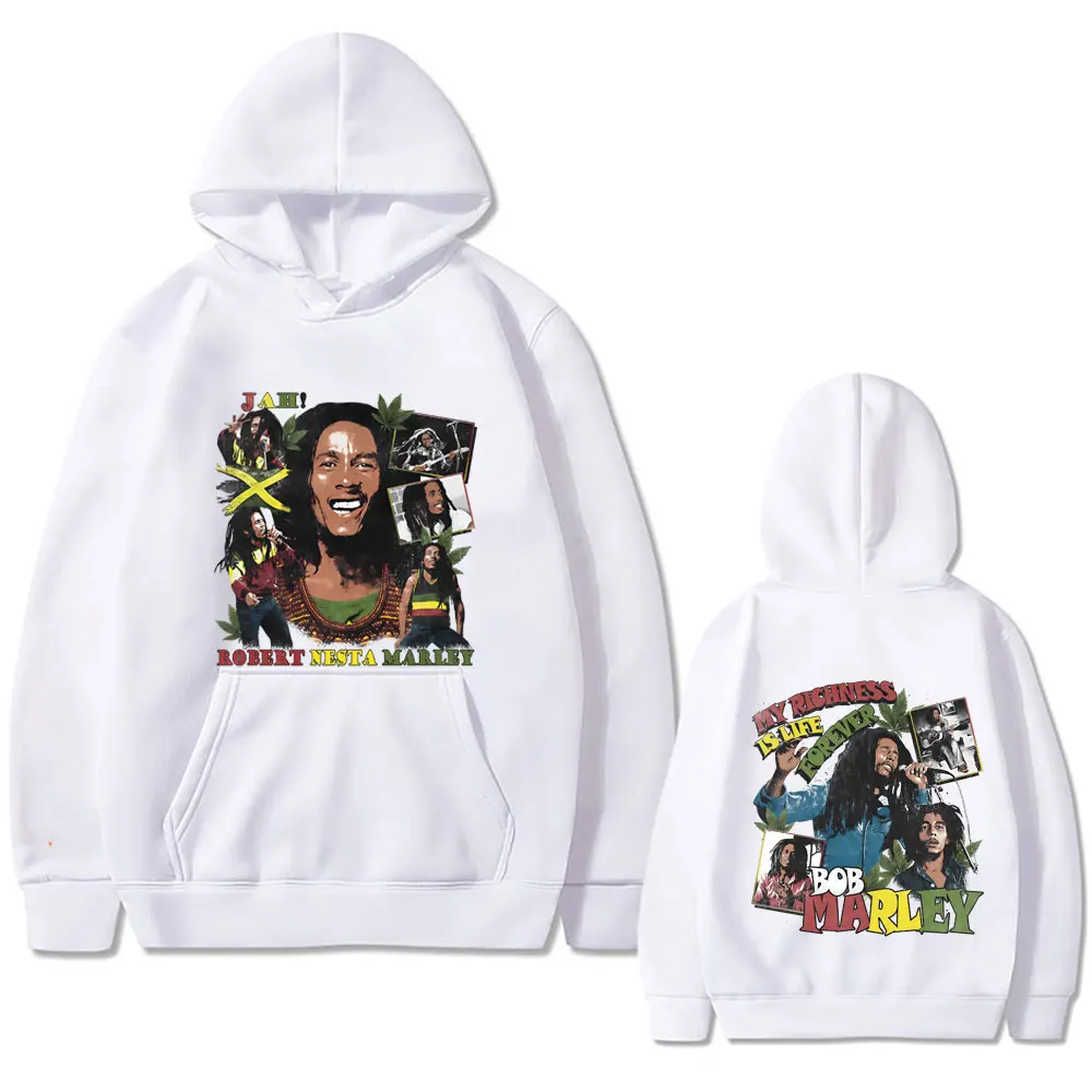 Bob Marley My Richness Is Life Forever Hoodie Men Women Casual Vintage Hooded Sweatshirt Unisex Reggae Music Pullover Hoodies