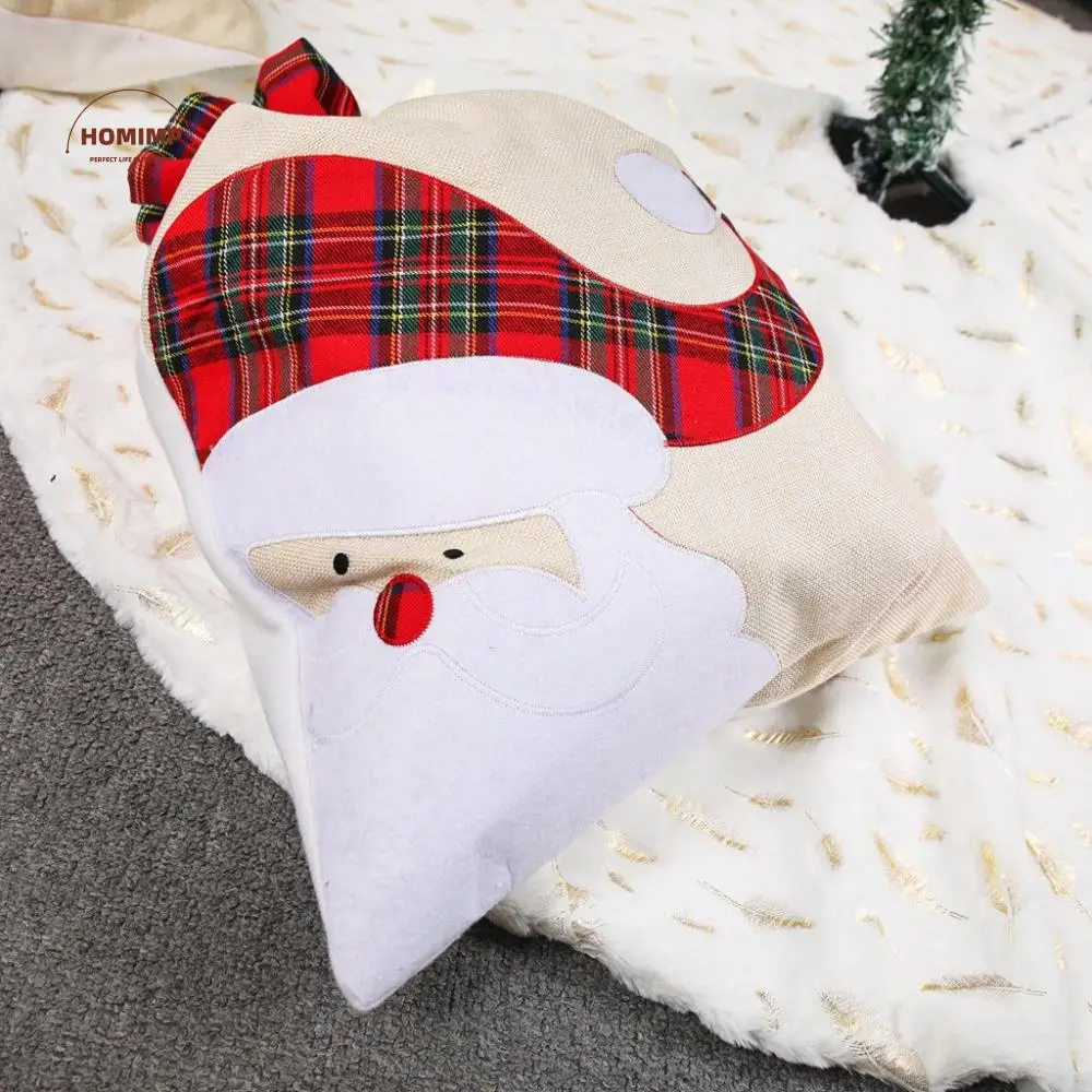 

Candy Bag Large Christmas Gift Bag Plaid Applique Luxury Drawstring Pocket Embroidered Durable Christmas Handbag Xmas