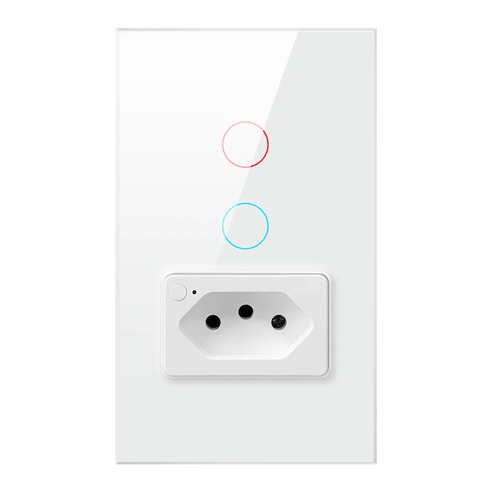 Imagem -05 - Delefu-interruptor Tuya Wifi 16a Soquete 20a Padrão Brasil Painel de Vidro 4x2 Interruptor de Luz Inteligente Funciona com Alexa Google Home