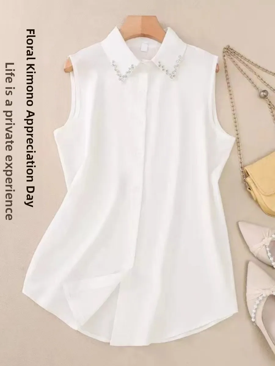 

plus Size Women's White Loose Layered irt Svel Inner Wear Ne Top Korean Sle Commute Faion Straight Cut