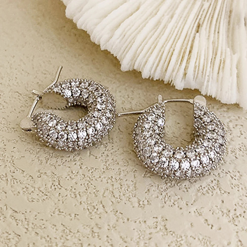 Huitan Fashion Luxury Small/Big Hoop Earrings for Women Silver Color/Gold Color Daily Wear Versatile Earrings Statement Jewelry