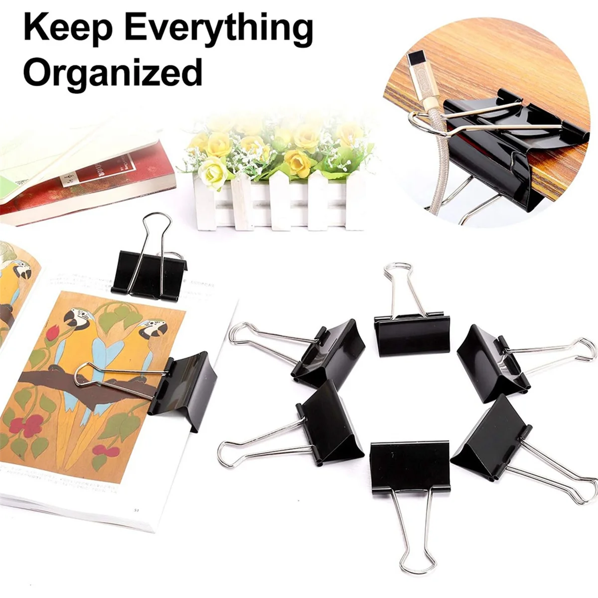 Popular Extra Large Binder Thickened File Folder and Drawing Board Clip 2.4 Inches (Approximately 6.1 Cm) 8 Pieces