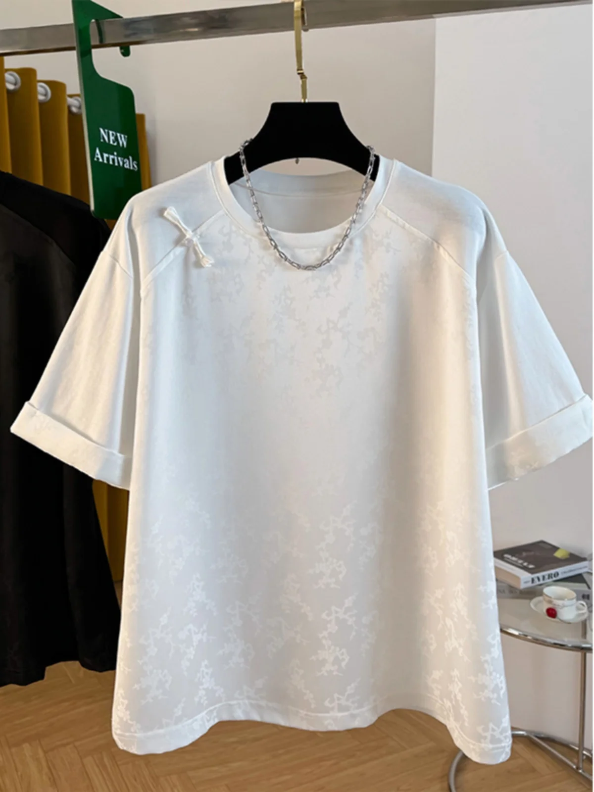 Nueva camiseta china Sle redonda Ne para mujer, camiseta holgada de verano con diseño Sense Satin Patchwork ort Sve Base irt
