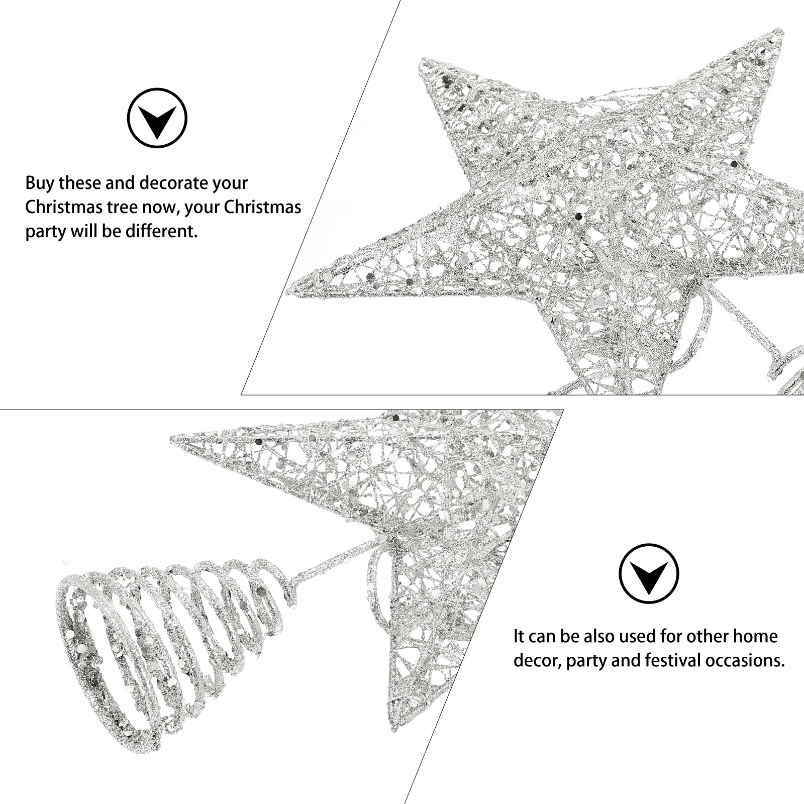 

1PC 20cm Gold Five pointed Star Tree Topper Xmas Decor Luminous Treetop Party Five Pointed Star Light Supply Festive Winter
