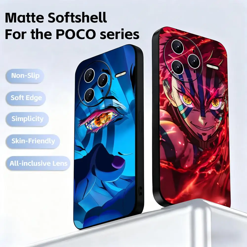 D-Demon Akaza S-Slayer  Phone Case For Xiaomi POCO M7 M6 M5 X7 X6 X5 F7 F6 F5 Soft Black Pro 5G Phone Cover