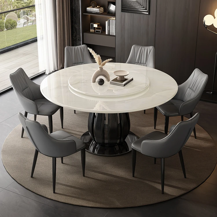 Marble dining table round household, imported custom luxury stone dining table