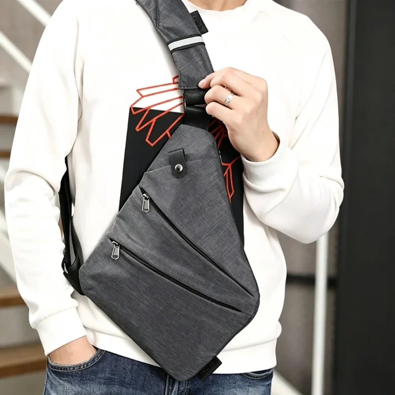Schlanke Brusttasche für Herren, Diebstahlsichere Umhängetasche, Minimalistische Wasserabweisende Umhängetasche, für Arbeit, Reisen, Outdoor und Wandern – Detail 6