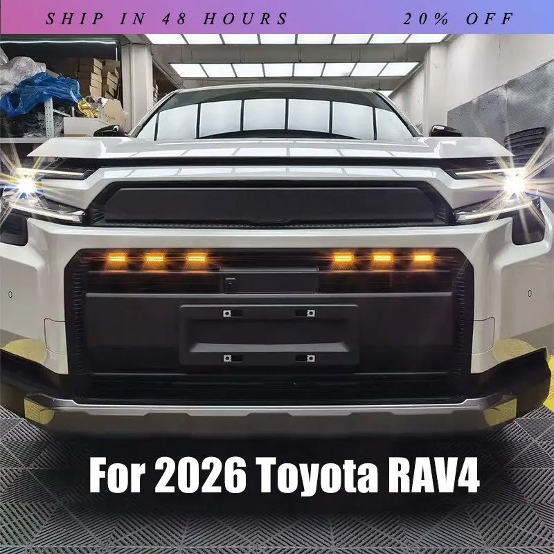 IOSN LED Grille Decorative Lights & Yellow Fog Lights For 2026 Toyota RAV4 Wildlander, Front Bumper Modified Accessories Car Lig