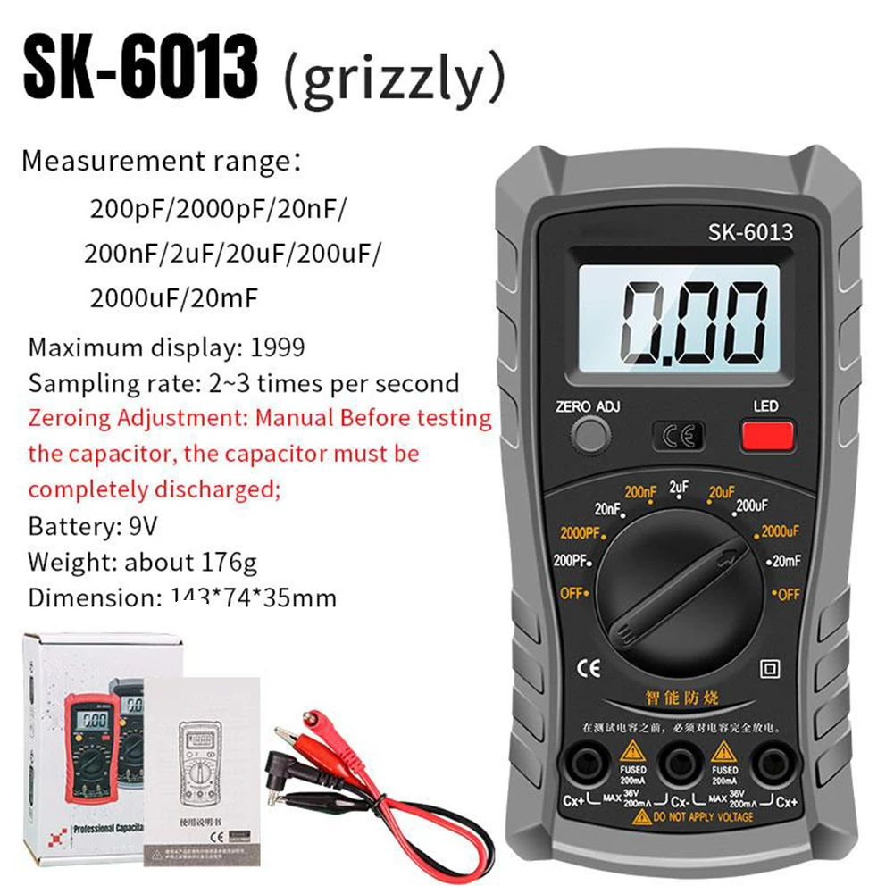 Test Pen Input Digital Capacitance Meter Back Retractable Bracket Anti-vibration Capacitance Meter Field Measurements