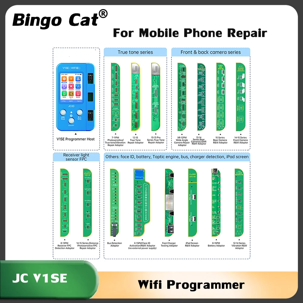 

Программатор Wi-Fi JCID V1SE для iPhone 11/12/13/14/15Pro Max iPad, Фоточувствительный оригинальный цвет, сканер лица, инструмент для ремонта аккумулятора