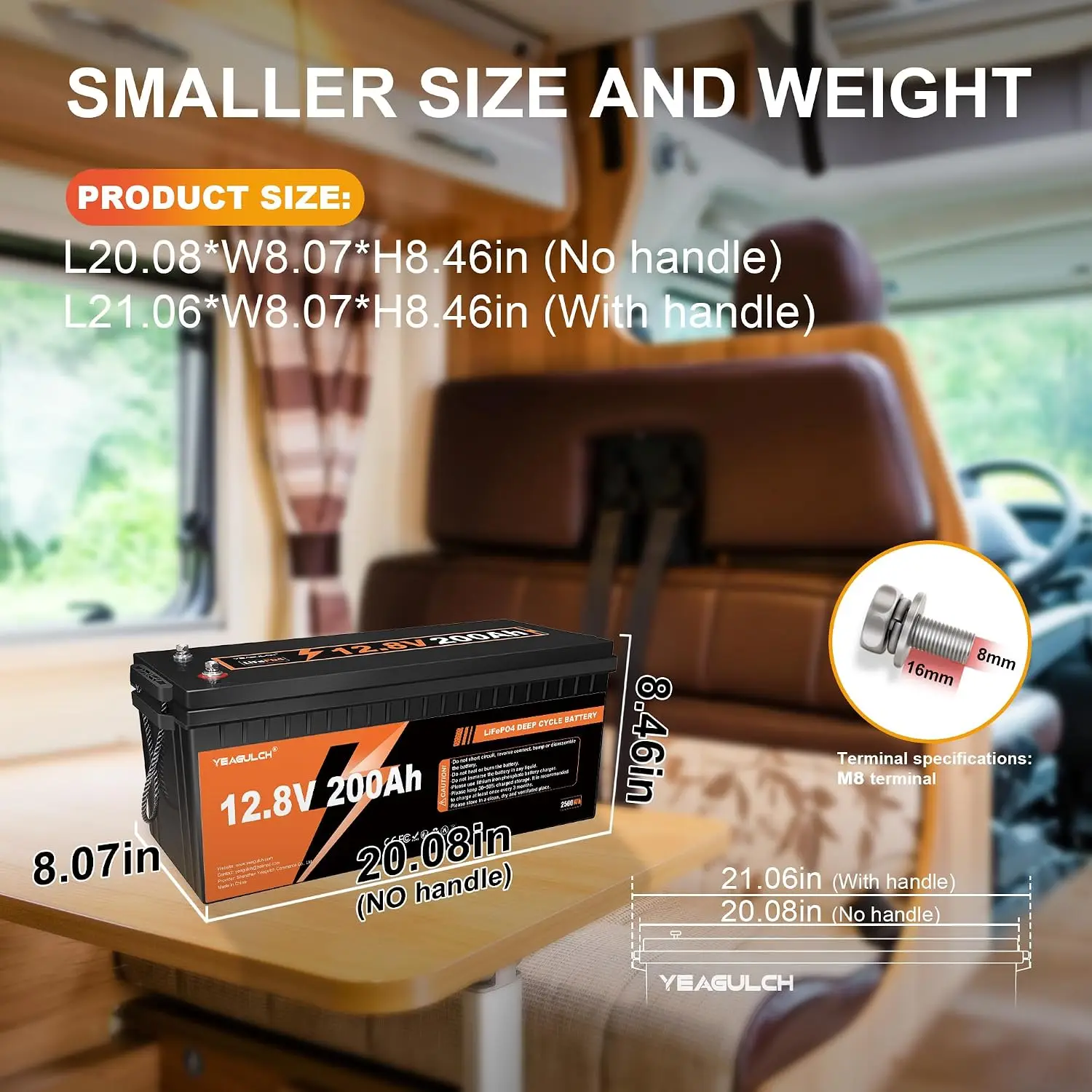 12V 200Ah LiFePO4 Lithium Battery Built-in 200A BMS 15000+ Deep Cycle, Customized