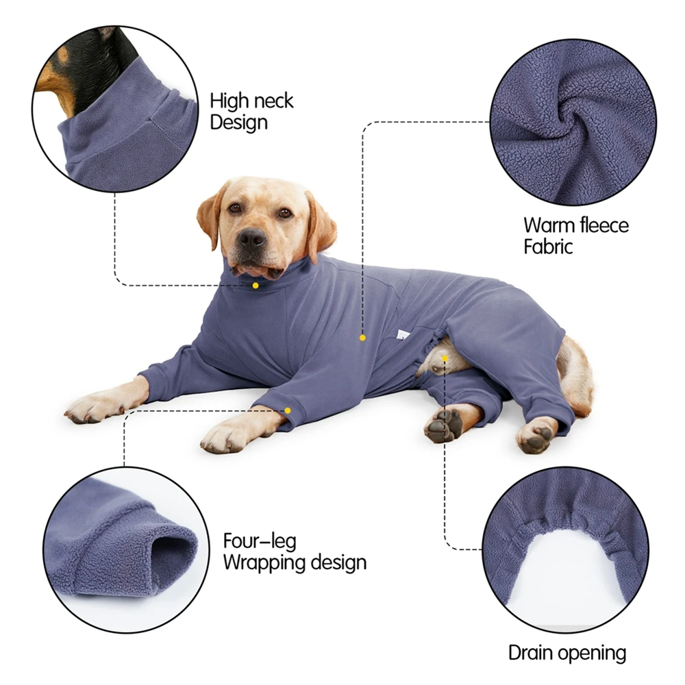 Winter Pet Dog Clothes Dogs Sweatshirt Warm Flannel Dog Pajamas Padded Clothes for Medium Large Dogs Labrador Jumpsuits Clothing